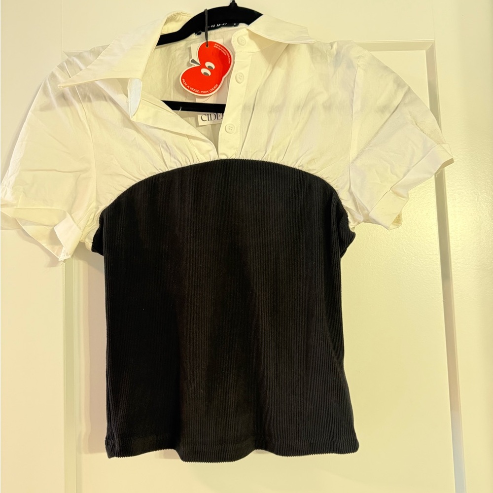 Cider Two-Tone Black and White Blouse